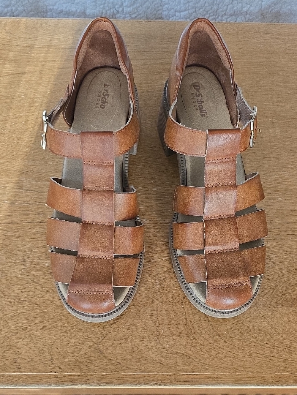 Dr. Scholls Womens Brown Leather Fisherman Sandals